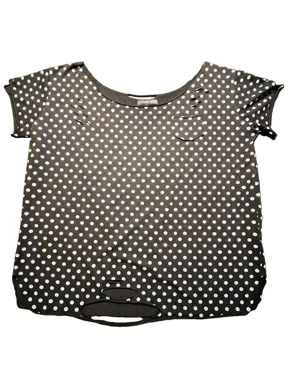 A Rare Bird Distressed Black & White Poke-a-dots, L/XL